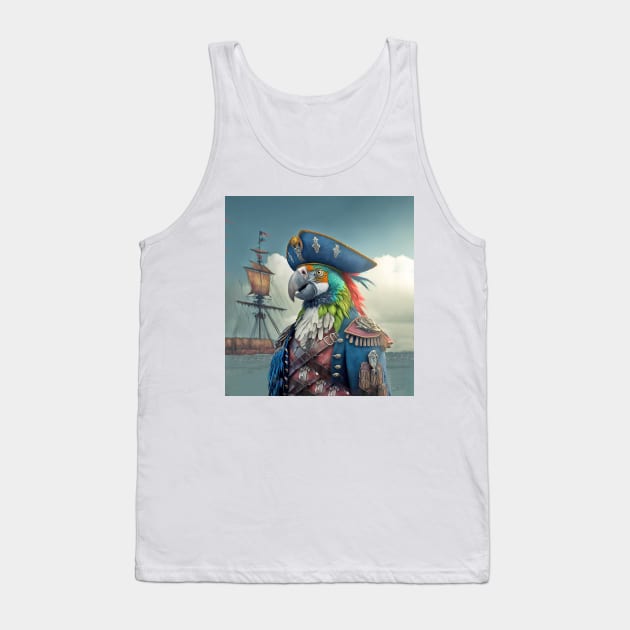 Macaw Parrot Pirate Captain Tank Top by candiscamera